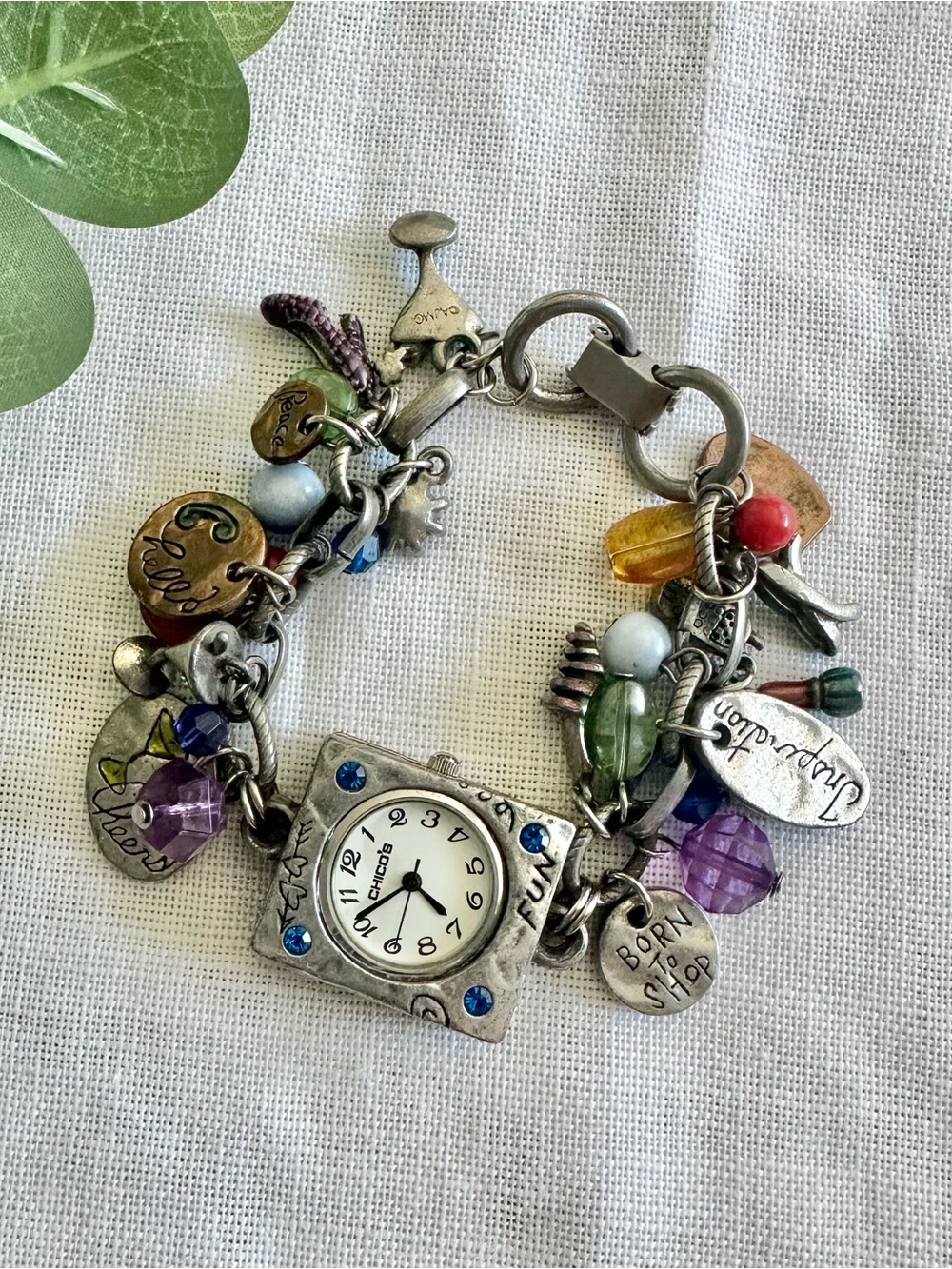 Vintage Chico’s multicolored charm watch bracelet